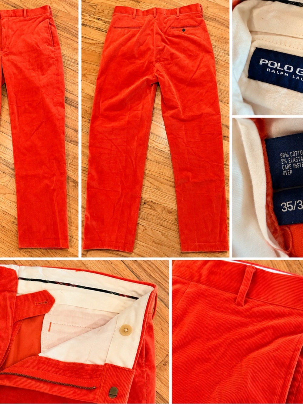 Polo by Ralph Lauren Men’s Bright Orange Corduroy Trousers